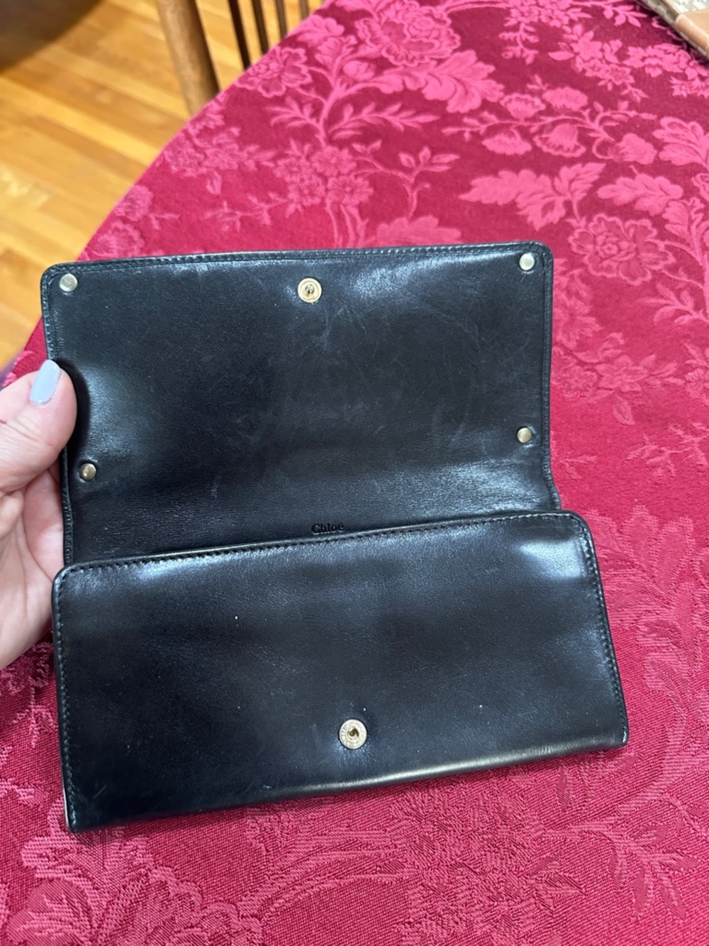 Chloe Tan & Black Leather Bow Long Snap Wallet - Picture 6 of 8